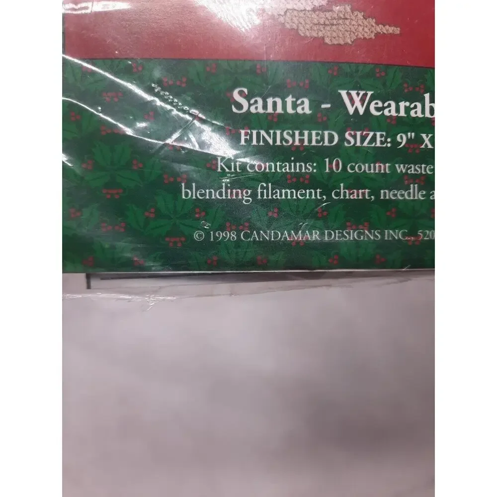 Vintage Candamar Holiday Traditions Wearable Cross Stitch Kit Santa 51049